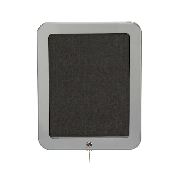 Outdoor Enclosed Combo Board, 72"x36", Satin Frame/Blk Porc & Med Grey